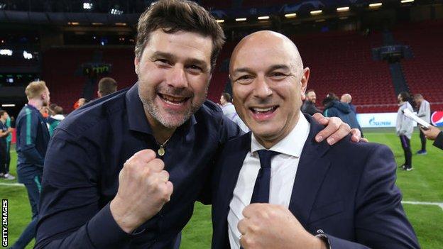 Former Tottenham boss Mauricio Pochettino with chairman Daniel Levy