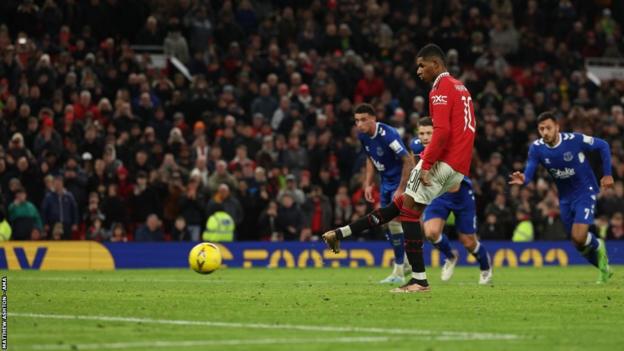 Marcus Rashford has scored in each of the five games for Manchester United since the end of the World Cup