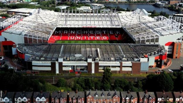 A view of Manchester United's Old Trafford ground from the air