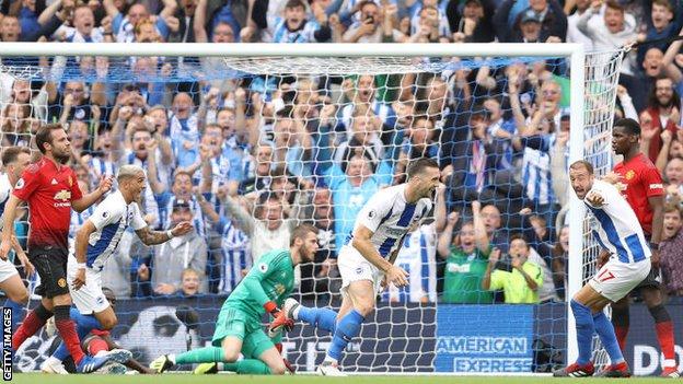 Brighton 3 2 Man Utd Brighton Score Three First Half Goals To Stun Visitors Bbc Sport