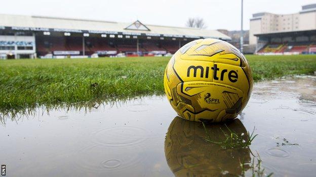 Firhill's waterlogged pitch