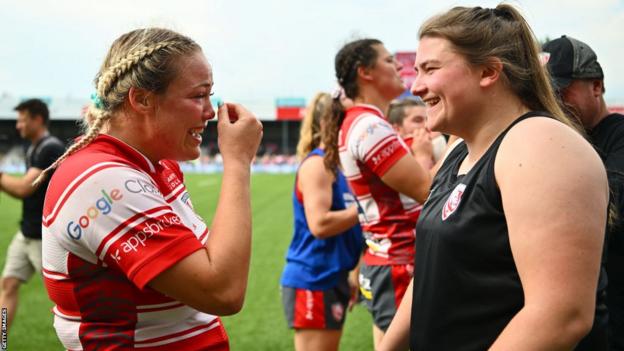 Kelsey Jones in tears after Gloucester's victory over Bristol