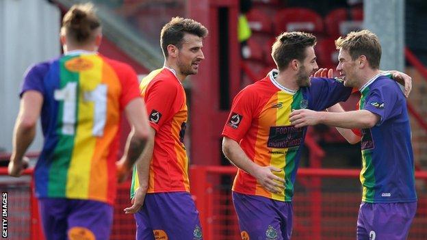 Altrincham FC: Non-league team tackles homophobia in rainbow kit