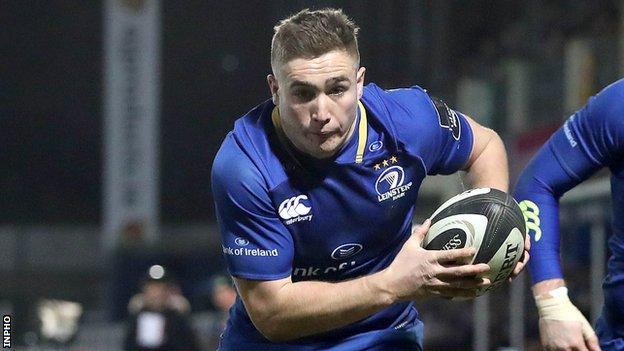 Jordan Larmour scored two tries for Leinster against Ulster at the RDS