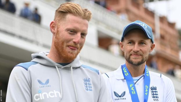 Ben Stokes and Joe Root after England beat New Zealand in first Test