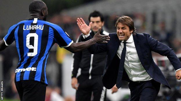 Romelu Lukaku and Antonio Conte