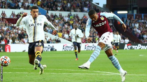 Leon Bailey scores against Everton