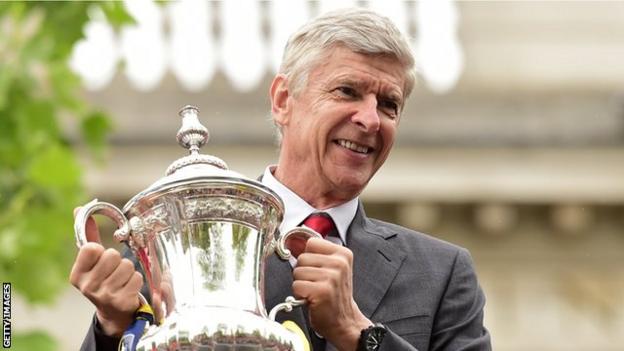 Arsenal manager Arsene Wenger with the FA Cup