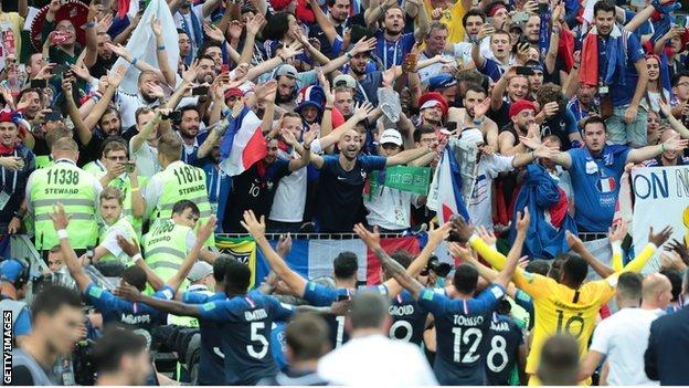 France celebrate with the fans