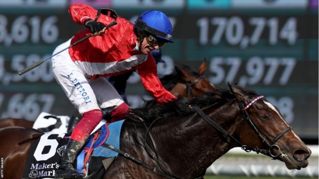 Frankie Dettori winning on Inspiral at the Breeders' Cup meeting