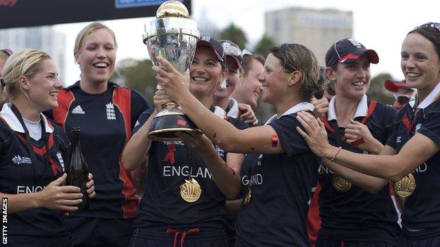 England women celebrate winning the World Cup