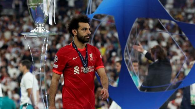 Mohamed Salah reacts after Liverpool lost Champions League final to Real Madrid