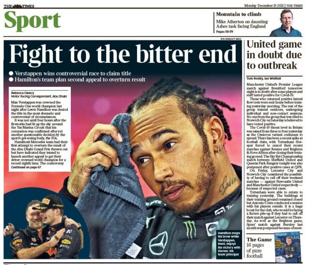 Monday's Times back page