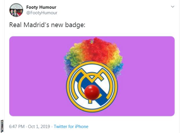 Real Madrid's badge photoshopped to look like a clown