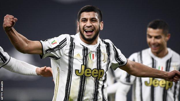 Tunisia's Hamza Rafia celebrates scoring a goal on his debut for Juventus