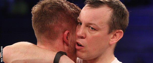 Gary Lockett (right) consoles Blackwell after his defeat