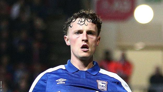 Ipswich forward Nathan Broadhead celebrating his goal