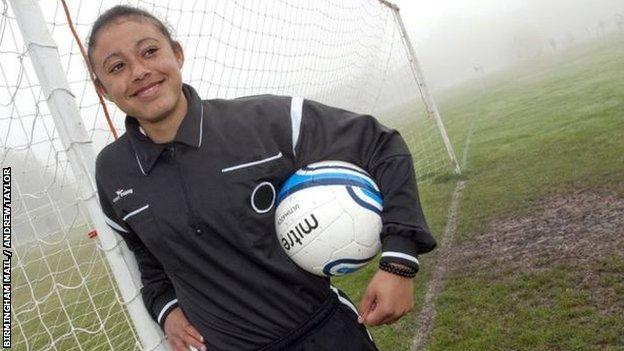 Abbie Taylor - pictured successful  2012 arsenic  a 19-year-old - started refereeing erstwhile   she was 16