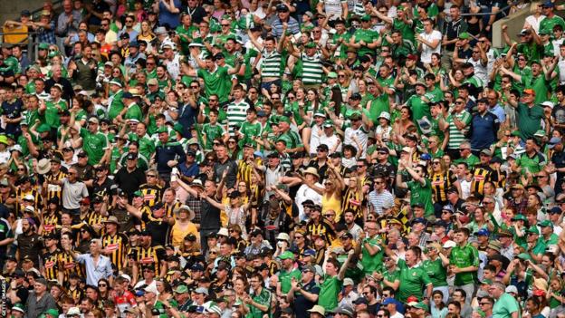 Limerick and Kilkenny fans watch last year's All-Ireland Hurling final at Croke Park