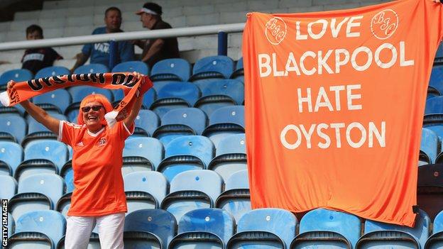 Blackpool fans protest against the Oyston family