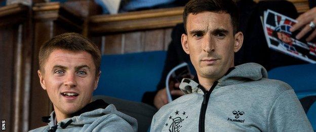 Rangers defender Lee Wallace (right) with Jordan Rossiter
