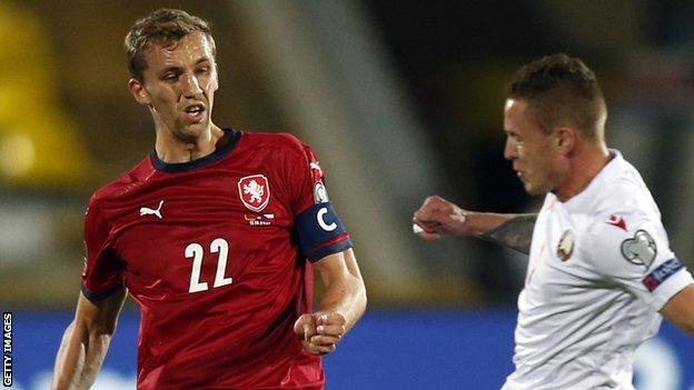 Tomas Soucek in action for the Czech Republic