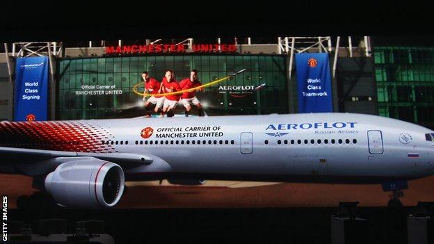 Man Utd Aeroflot plane