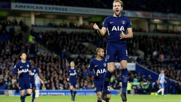 Harry Kane celebrates scoring his 26th Premier League goal