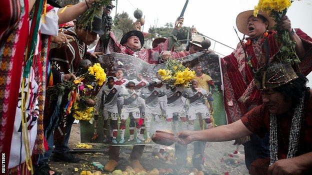 Peruvian shamans performed a ritual to help their national team in a World Cup play-off against Australia