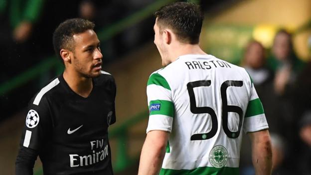 Neymar joust enjoyable, despite 5-0 loss and no handshake, says Celtic’s Anthony Ralston