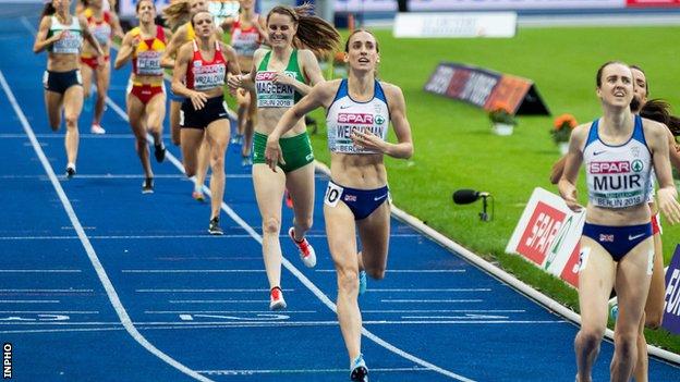 Ciara Mageean gives a rueful smile after finishing fourth in the women's 1500m final at the European Championships in Berlin