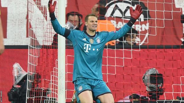 Mnauel Neuer throws his hands in the air after conceding against Real Madrid in the 2014 Champions League semi-final second leg.