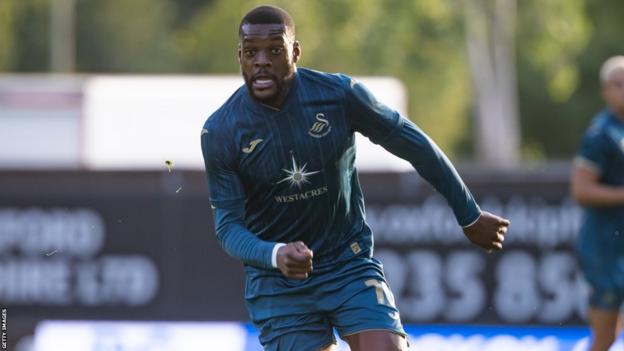 Olivier Ntcham in action for Swansea during pre-season