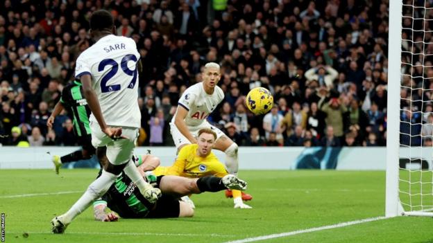 Pape Sarr scores a goal for Tottenham