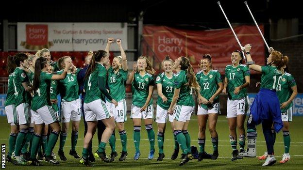 Northern Ireland celebrating reaching the Euro 2022 finals