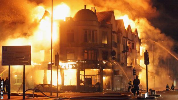 Buildings in Croydon were set on fire during the 2011 riots in London