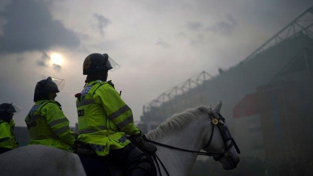 Mounted police were in place at the stadium, where arrests were made before kick-off