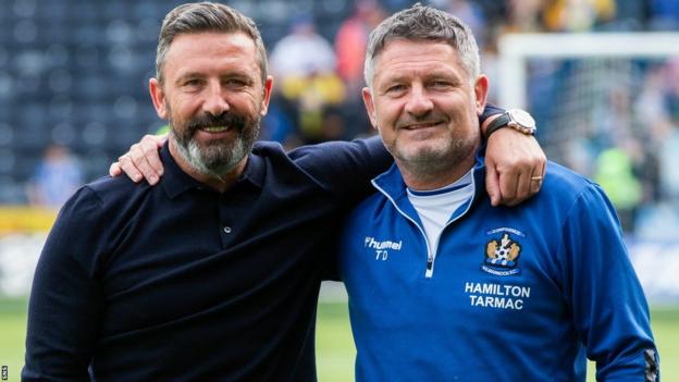 Kilmarnock manager Derek McInnes and Tony Docherty