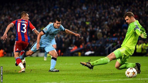 Aguero completes his hat-trick with a 91st-minute winner in a 3-2 victory over Bayern Munich in 2014