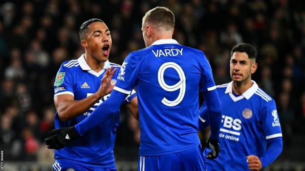 Leicester celebrate scoring