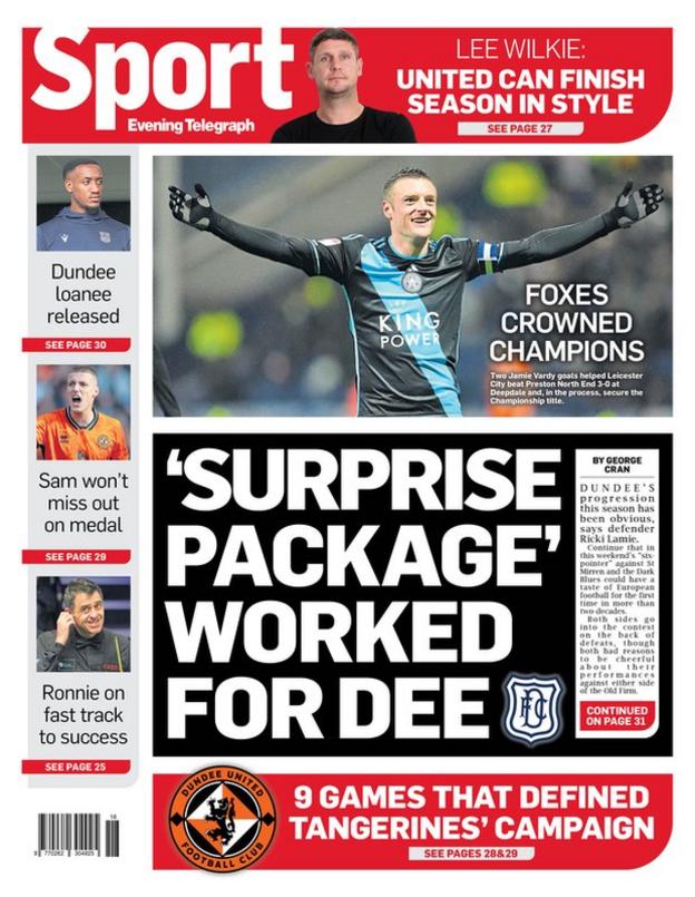 The back page of the Evening Telegraph