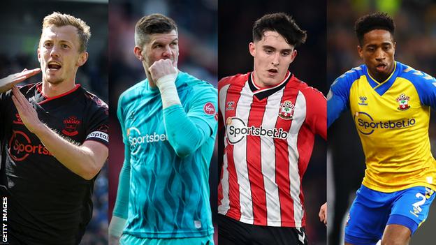 James Ward-Prowse, Fraser Forster, Tino Livramento and Kyle Walker-Peters