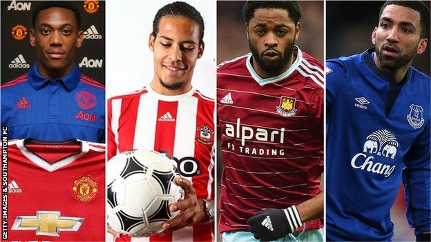 Anthony Martial, Virgil van Dijk, Alex Song and Aaron Lennon