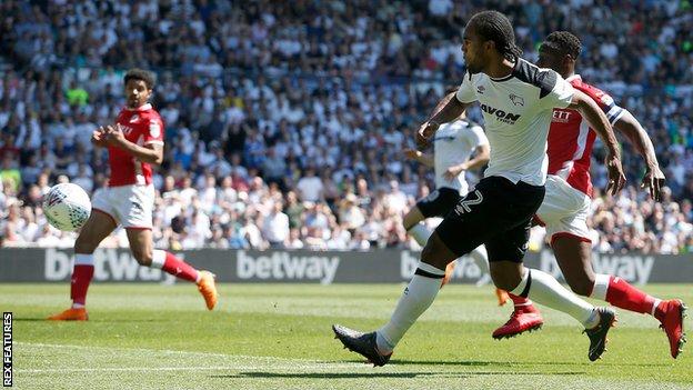 Cameron Jerome scores for Derby against Barnsley