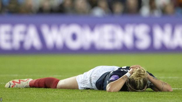 Scotland's Martha Thomas lies injured