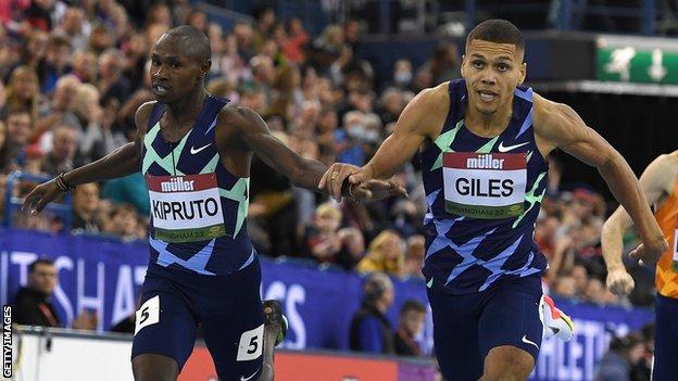 Elliot Giles was pipped to the line by Collins Kipruto of Kenya at the Indoor Grand Prix in Birmingham last week