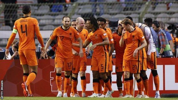 Netherlands players celebrate