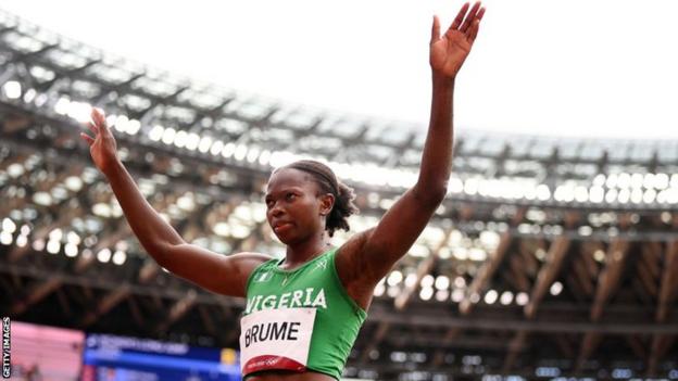 Nigeria's Ese Brume during the women's long jump final at the Tokyo Olympics