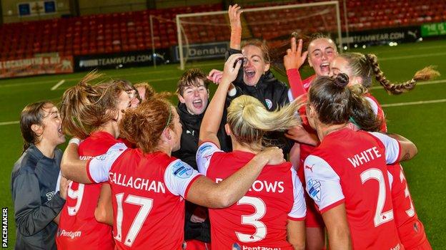Cliftonville celebrate at the final whistle