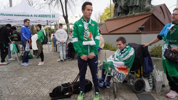 Real Betis fans before the La Liga match against Real Valladolid